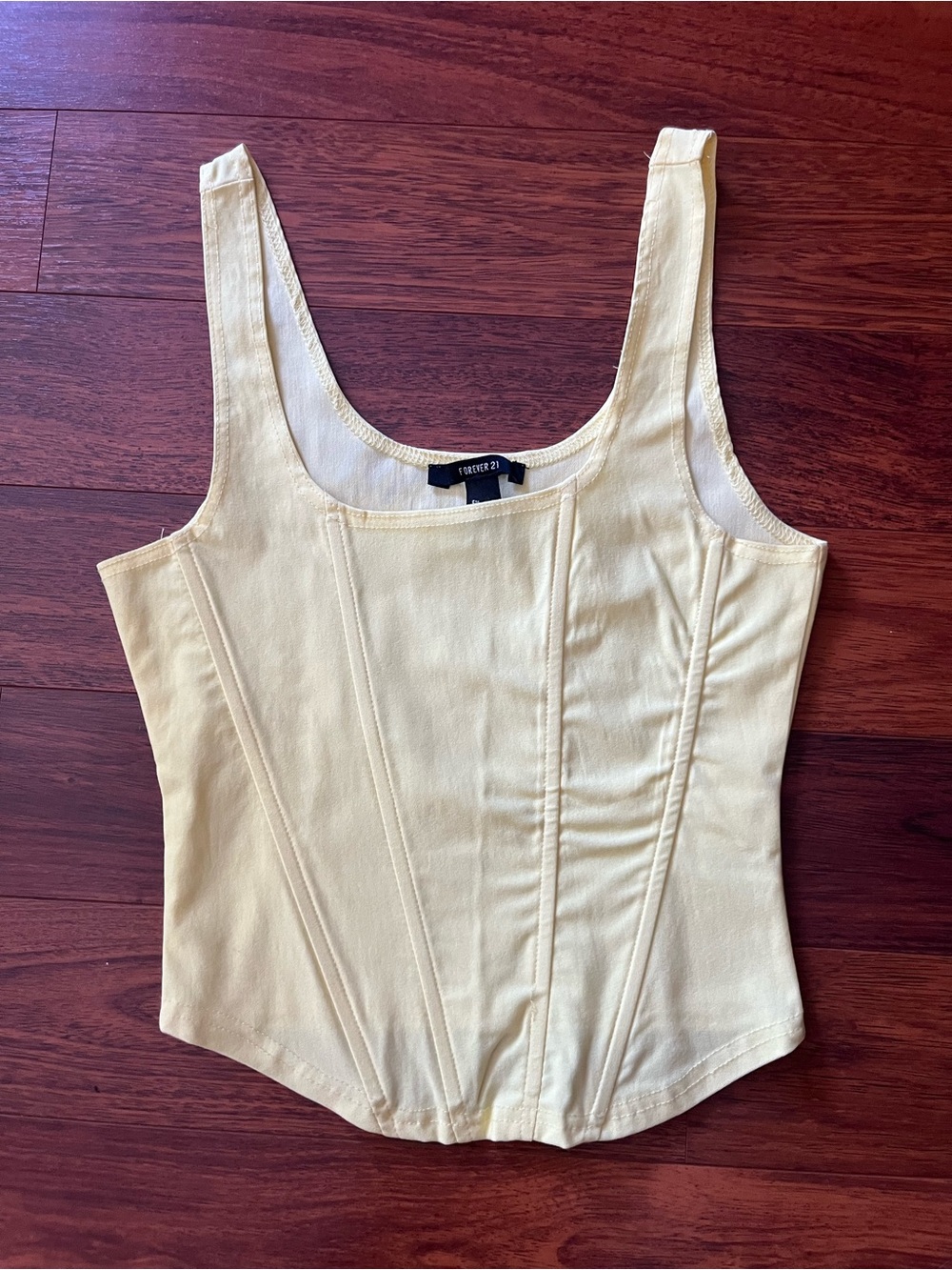 Forever 21 Pale Yellow Corset-Style Tank Camisole